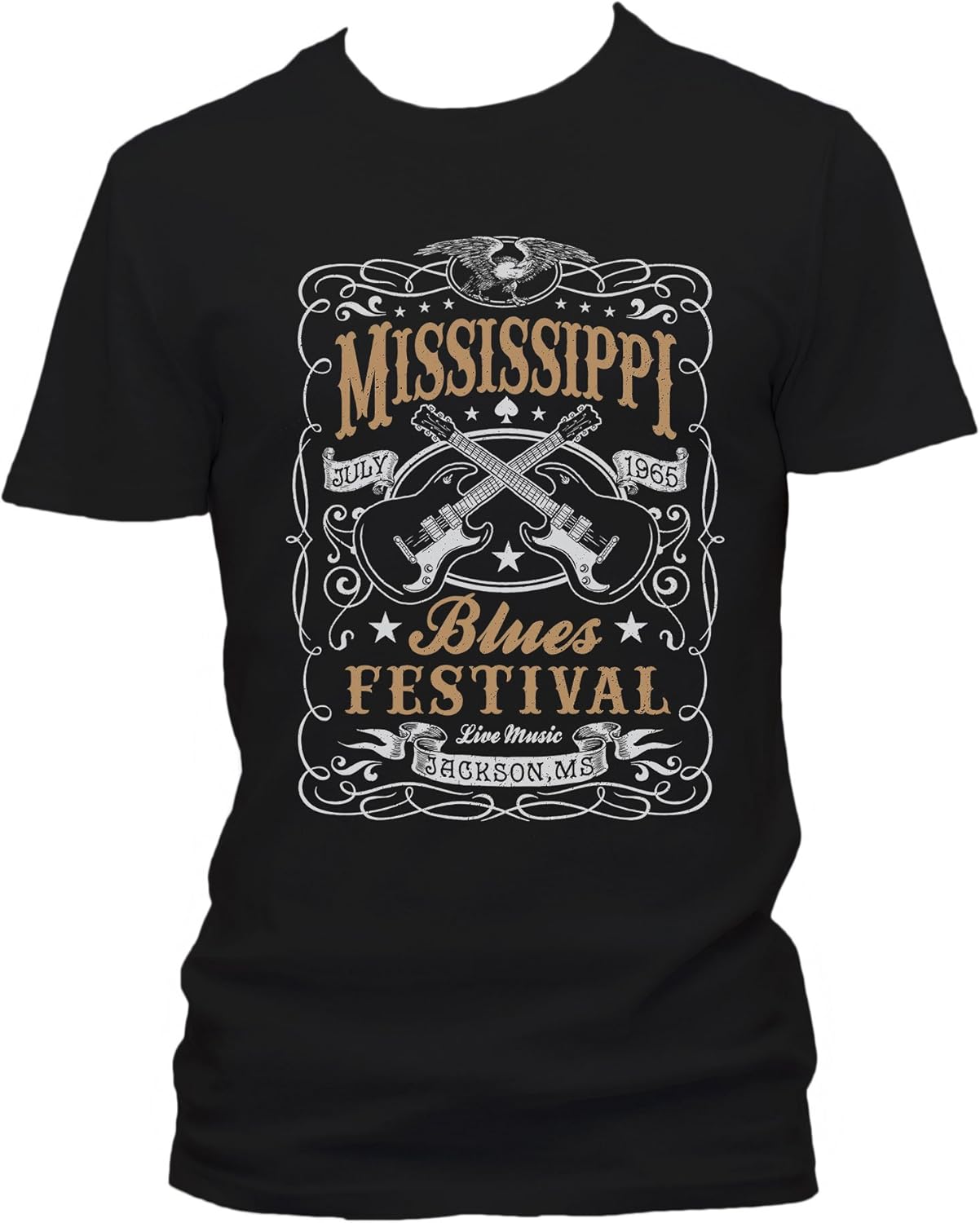 Raxxpurl Mississippi Blues Festival Fun Men's TShirt Amazon.co.uk