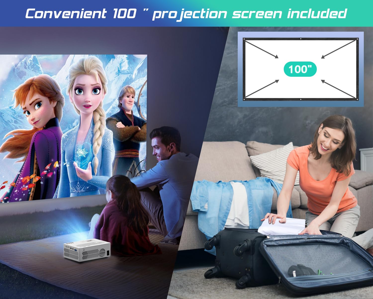 TMY Projector with WiFi and Bluetooth【100