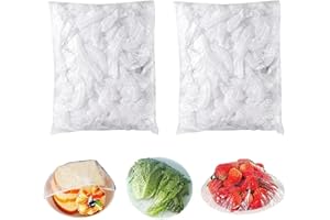 LABRICIYON 200Pcs disposable food grade PE fresh-keeping for kitchen,refrigerator,leftover food, elastic mouth covers,thick dustproof plastic wrap for all plates plastic wrap,Disposable Plates,Bowls and Cutlery