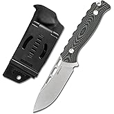SDOKEDC Knives DC53 Steel Tactical Hunting Fixed Blade Knife G10 Handle with kydex sheath knifes for Men EDC Outdoor Camping Survival (White stone wash+green/black)