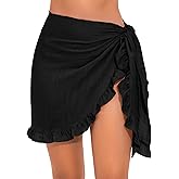 Tournesol Women's Sarong Short Beach Cover Up Skirt Sheer Bikini Wraps Ruffle Hem Bathing Suit Coverups for Swimwear S-2XL