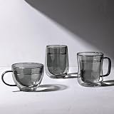 ecooe 2x350ml Double Wall Glass Cups Borosilicate Heat Resistant Coffee Mugs view 2