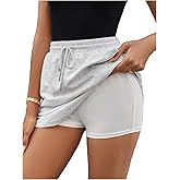 SHENHE Women's Sweat Skirt with Shorts Drawstring High Waist Workout Skort Skirt with Pockets