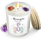 Scorpio Candle Gift for Women with Crystals, Zodiac Crystals Candle, October November Birthday Gifts for Her, Mom, Sister, Friends, Meditation, Yoga, Relaxation(7oz)