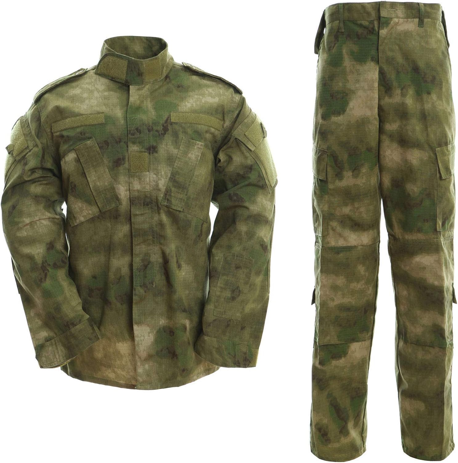 LANBAOSI Men's Tactical Jacket and Pants Military Camo Hunting ACU Uniform 2PC Set Army Multicam Apparel Suit: Clothing