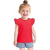 Witwot Toddler Girl Shirts Baby Girls Ruffle Sleeves Blouse T-Shirts Basic Cotton Tee Tops Cute Clothes Size 2T-7Y