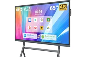 HUSHIDA 65″ Smart Board, 4K UHD Interactive Whiteboard Built in Dual System and 48MP Camera, All in One Digital Whiteboard for Home, Classroom and Business (Wall Mount Included)