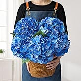 JINWOE Royal Blue Fake Hydrangea Artificial Flowers, 5Pcs 20Inch Large Lifelike Silk Artificial Hydrangeas, Full Fake Flowers for Bouquet Table Centerpieces Wedding Indoor Home