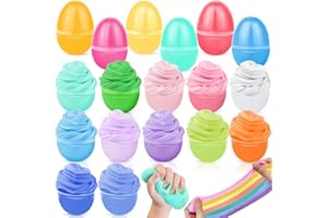 AMENON 18 Pack Pre-Filled Easter Basket Stuffers with Butter Slime Eggs Slime Kit Putty Stretchy Non-Sticky Stress Relief Toy Easter Egg Fillers Party Favor Gifts Classroom Prize for Kids Boys Girls