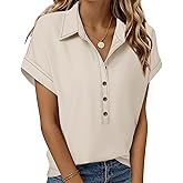 Bebonnie Women's Button Down Shirts Short Sleeve Dress Shirts Collared Work Office Blouses