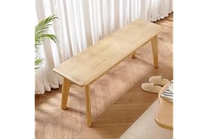 Solid Wood Entryway Dining Bench Seat Wooden End of Bed Bench Indoor Farmhouse Narrow Window Bench for Bedroom Dining Table L