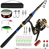 Kids Fishing Pole Set, Telescopic Fishing Rod and Reel Combo Kit for Kids/Youth, Fishing Pole for Beginners with Spincast Fish Reel, Fish Tackles, Fish Lures, Fish Lines 【Ambidextrous】