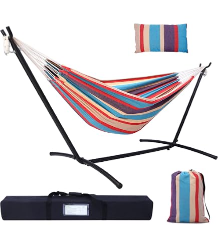 Hamac avec Support Pliable Cadre Autoportant en Acier Sac de Transport