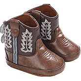 Covvoliy Baby Boys Girls Western Cowboy Boots Non-Slip Soft Sole Booties Toddler First Walker Crib Shoes