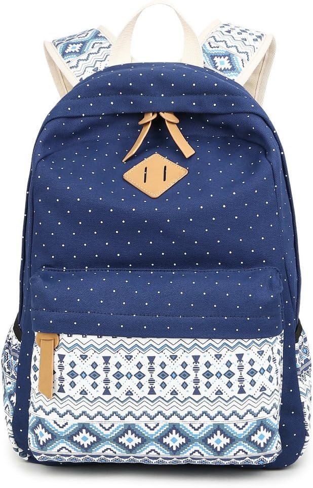 School Bag for Teenage Girls FYHAP Cute Lightweight Casual Backpack Canvas Waterproof Rucksack for 14"-15.6" Laptop (32 x 14 x 42 cm)