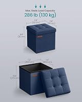 SONGMICS Storage Ottoman Foldable 30x30 cm Foot Stool Midnight Blue LSF028Q52 view 3
