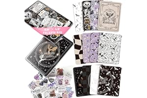 Kaciola 12PCS Inserts Cardstock for E-Reader, 50PCS Stickers for Clear Case Insert, 6.9"x4.8" Fantasy Theme Inserts Compatible with Paper White 11th-12th Gen, E-Reader Gift for Booklover Reader