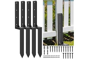 Fence Post Repair Kit Yzzwer - Heavy Duty Thicker Fence Post Anchor Stake Repair 4x4/6x6 Wooden Fence Post Support (4 Pack)