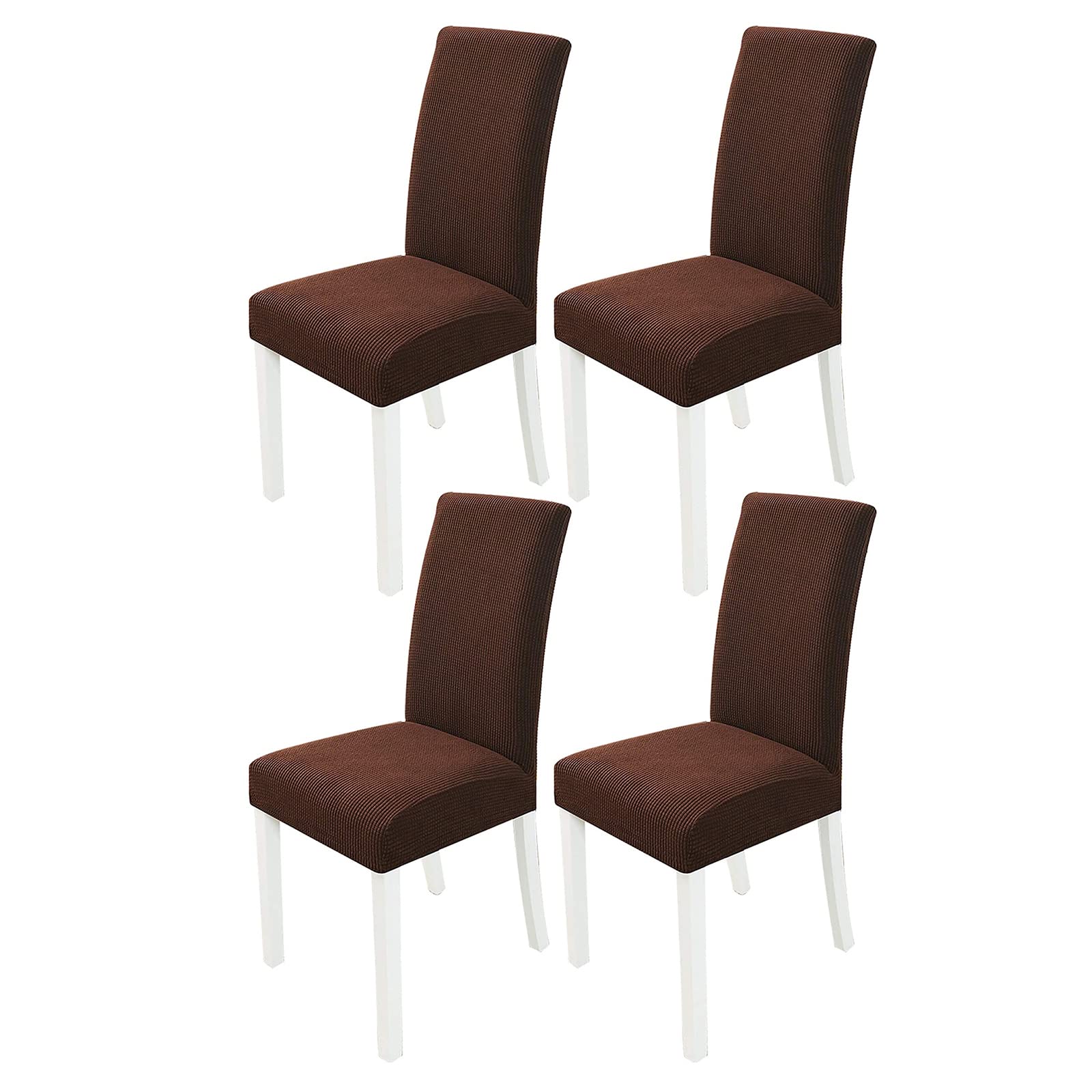 PETCUTE Chair covers stretch dining chair covers spandex chair slipcovers Brown Set of 4