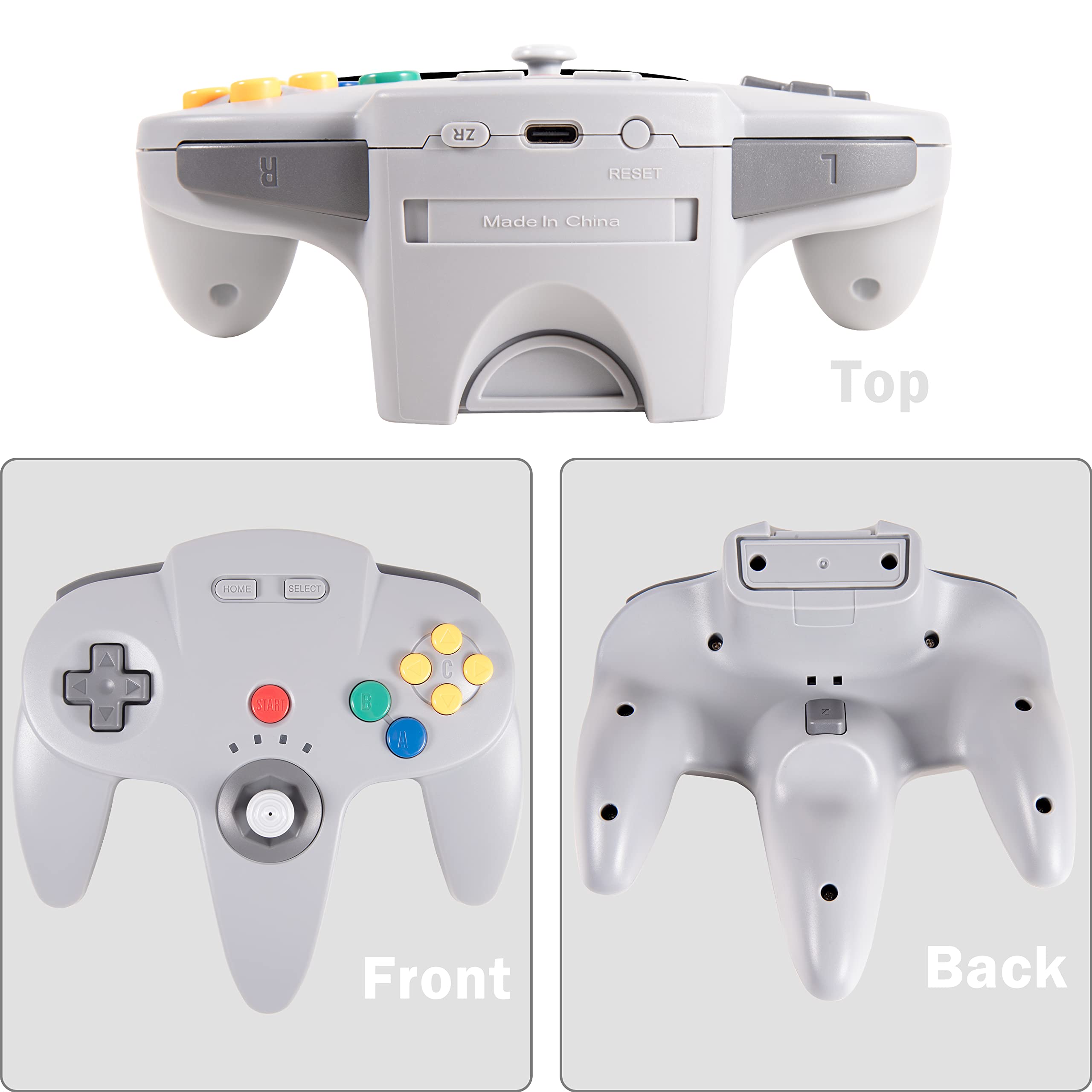 2.4 GHz Wireless N64 Switch Online Controller, USB Receiver & N64 Receiver, Compatible with Windows PC iOS Mac Raspberry Pi, N64 / Switch Online/NSO - (Rechargeable) (Plug and Play) (2 Pack)