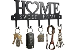 WIPHANY Key Holder Hooks Organizer Hanger Rack Wall Mounted with Screws and Anchors Home Sweet Home Wall Metal Decor for Entr