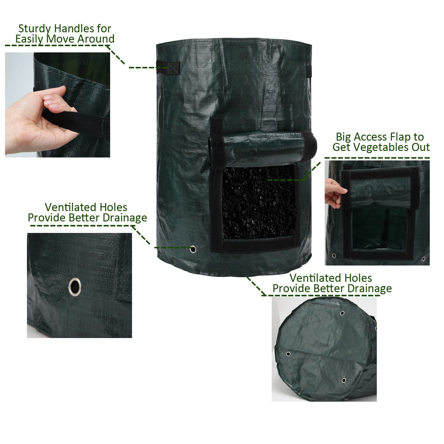 2 pcs Planter Bag,Gardening Spring Bucket ,Garden Waste Bag Gardening Trash Lawn Leaf Bag,Grow Bags,Gardening Bags, Pool Garden Leaf Waste Bag(10 gallon)