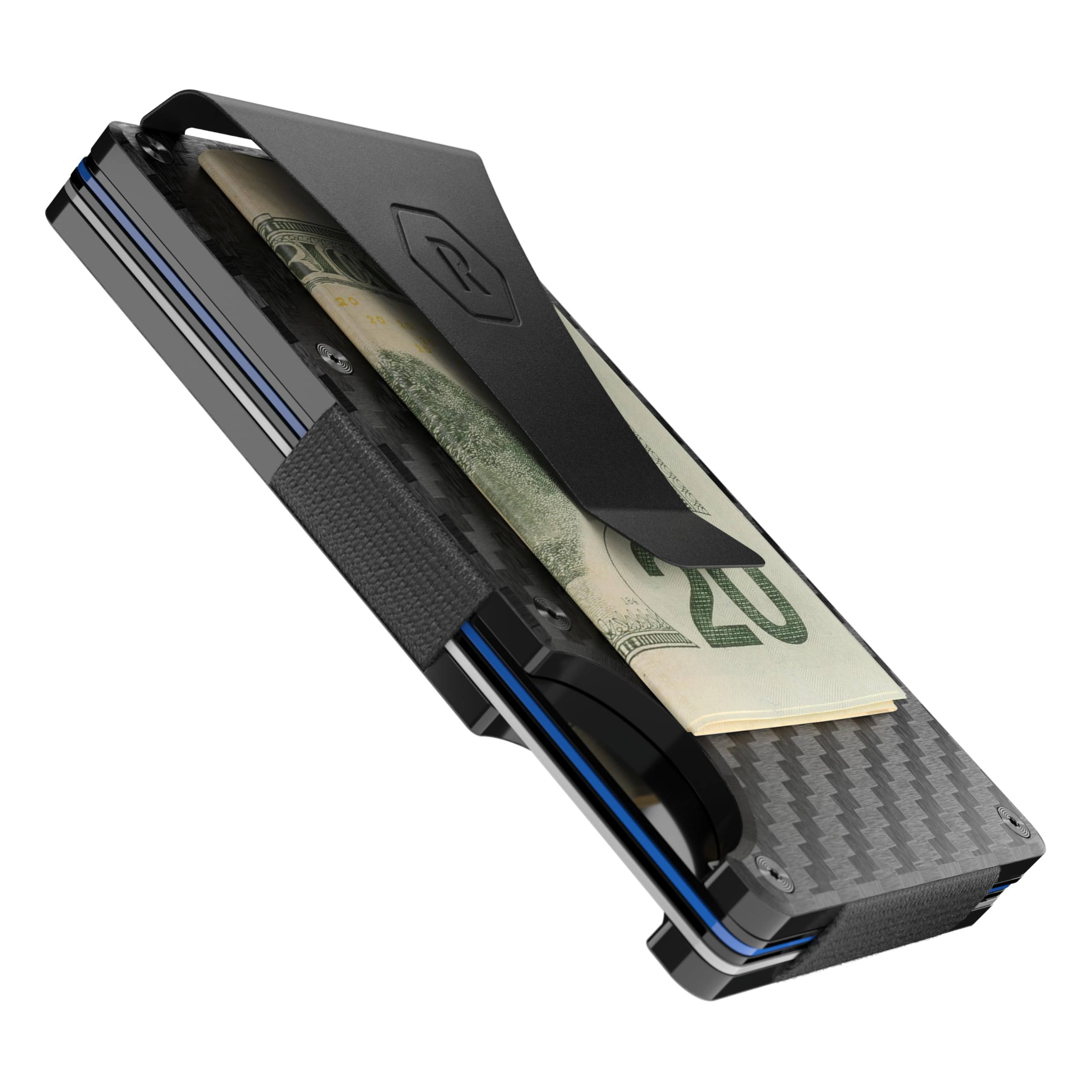 The Ridge Wallet - Slim Minimalist Compact Wallet and Card Holder| RFID Protected Front Pocket Wallets | Integrated Money Clip | Carbon Fiber 3K