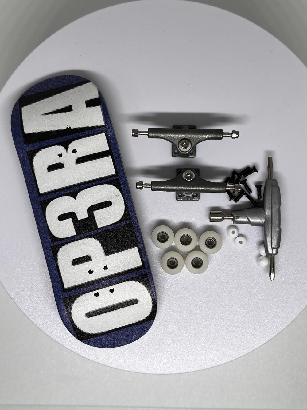 Op3ra Pro Fingerboard Complete 34 * 96mm Maples Wood Deck,UV Printing Graphic-Solid Single Axles Pro Trucks & 5 Urethane Bearing Wheels,-Replace Bushings-Blocks(Blue) Edition