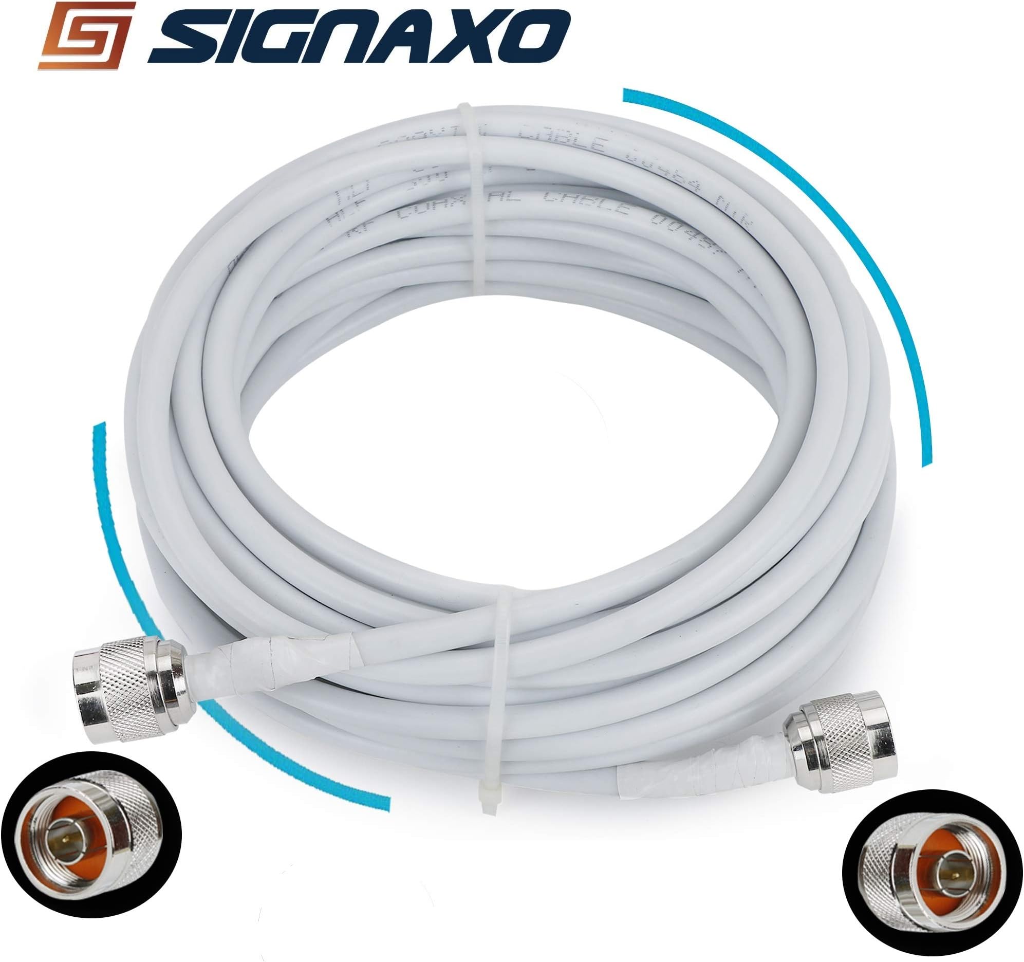 SIGNAXO Low Loss Flexible LMR Coaxial Extension Cable for 2G/3G/4G/LTE Repeater Device to Antenna with N-Male Connectors…