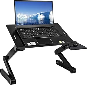 OUDEW Adjustable Laptop Desk with Double Cooling Fan,Mouse Pad Portable ,Use in Bed/Sofa/Office,Aluminum Table ,Notebook Stand Ergonomic Laptop Stand