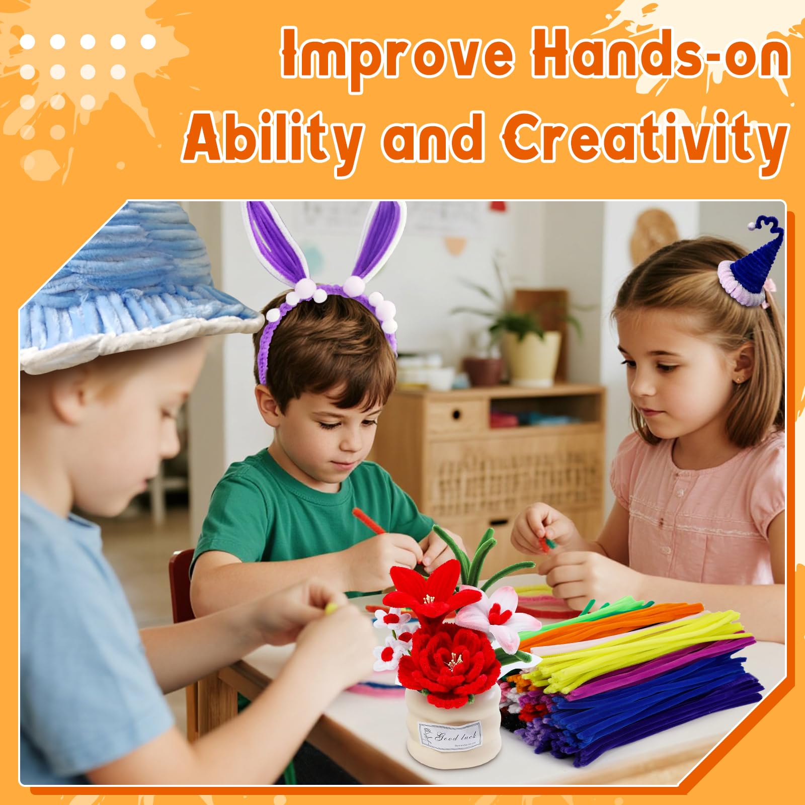 200 Pcs Pipe Cleaners, 20 Colors Pipe Cleaner Craft, Black Pipe Cleaners Bulk Chenille Stems Craft Supplies for DIY Cleaning Home Decorations