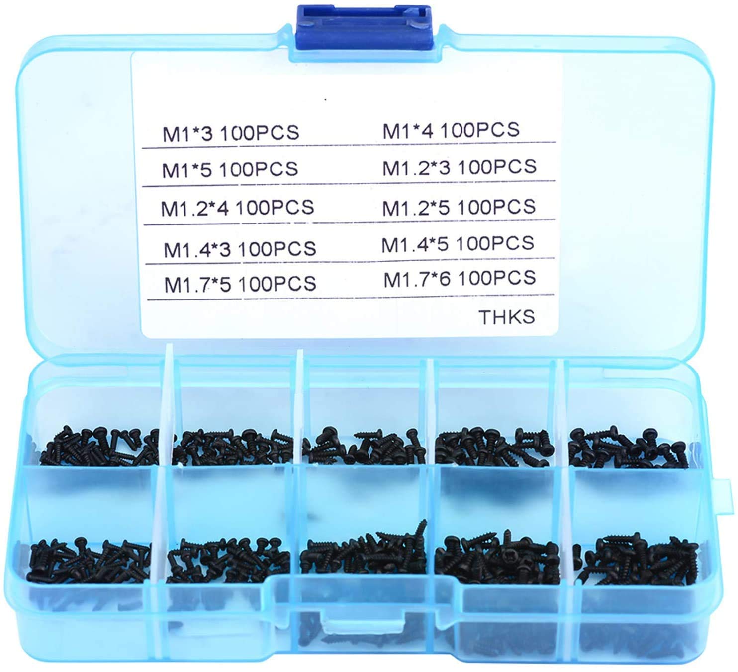 1000pcs Small Screws Cross Head Self-tapping Bolts Assortment Kit Watches Glasses Electronics Repair Accessories M1 M1.2 M1.4 M1.7