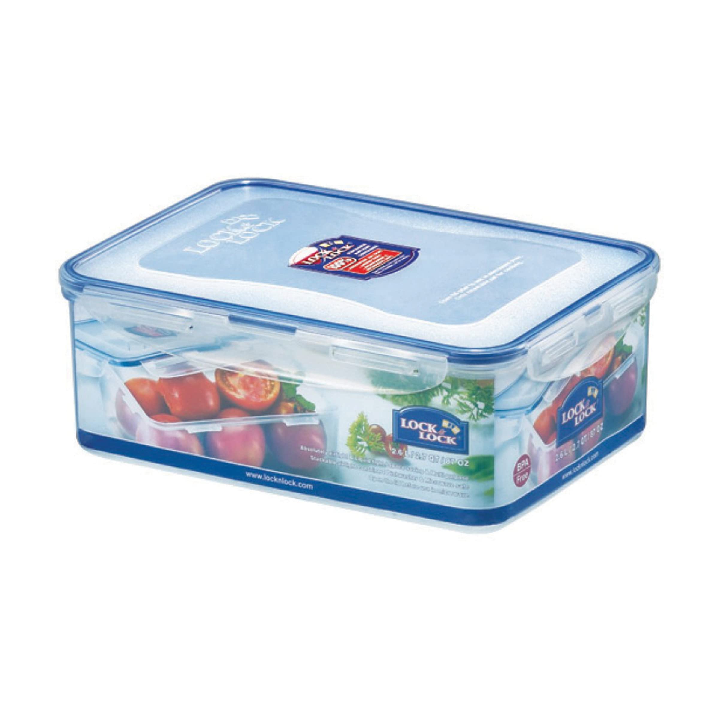 Lock & Lock HPL826 Rectangular Storage Container-Clear/Blue, 2.6 L โ image 1