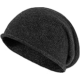 Villand 100% Cashmere Slouchy Beanie Hat for Women, Knitted Ladies Soft Warm Cashmere Skull Beanies Cap