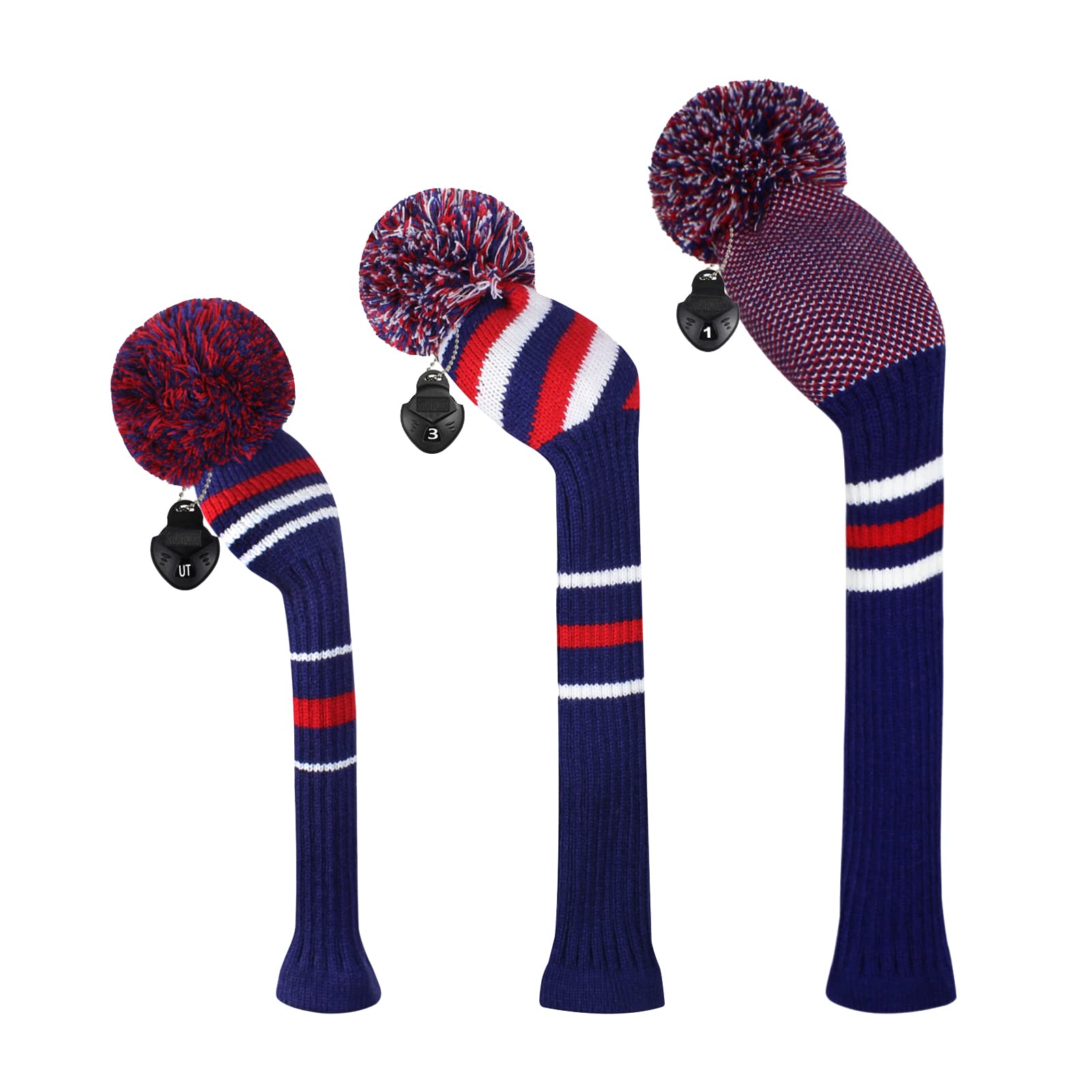 Scott Edward Knit Golf Head Covers for Woods Set of 3 Fits Well Driver(460cc) Fairway Wood and Hybrid(UT) The Perfect Change for Golf Bag