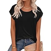 CHICGAL Cap Sleeve Tops for Women Casual Short Sleeve Shirts Summer Basic Tees Trendy Going Out Outfits