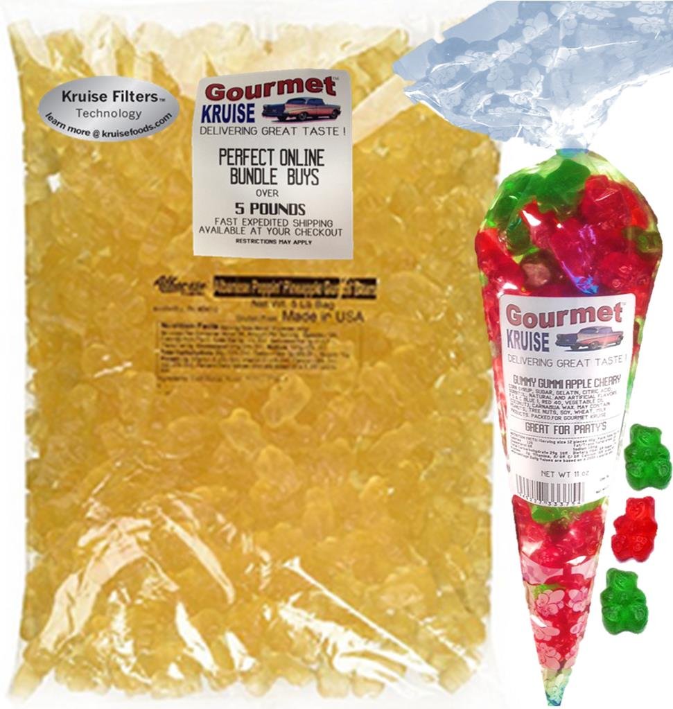 Albanese Pineapple Gummi Bears 5LB Bag With Green Apple