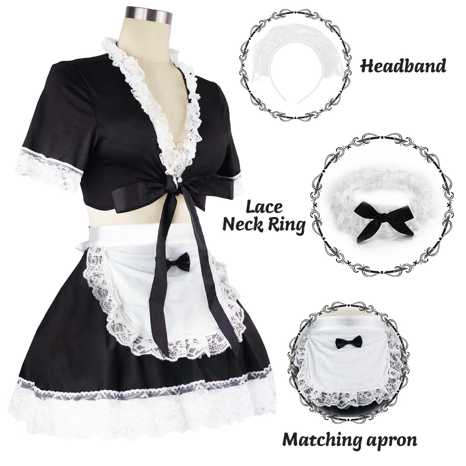 Rolemix Maid Outfit Women's Exotic Costumes Perfect for Cosplay and Halloween Party Dress