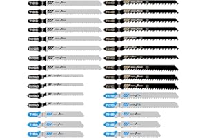 Craluuur 30PCS Jigsaw Blades Set, Assorted T-Shank Jig Saw Blades for Wood, Metal & Plastic Cutting(T101AO, T101B, T101BR, T118A, T118B, T144D, T244D, T111C, T127D)