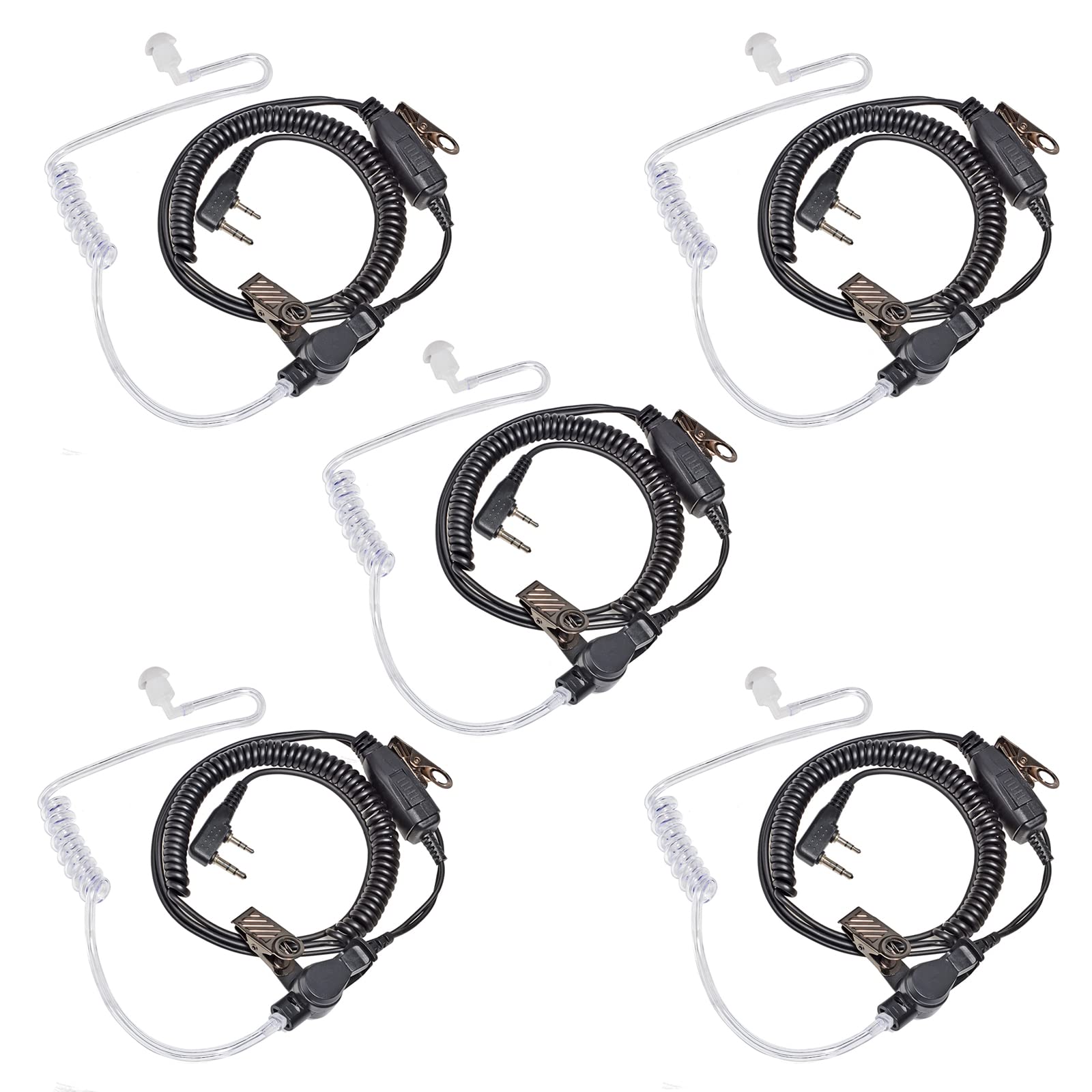 HYS Radio Earpiece Compatible for Baofeng UV-5R Mini Quansheng UV-K5 Kenwood Puxing Wouxun Walkie Talkie, Acoustic Tube Radio Headset Inline PTT Microphone (TB08-5)