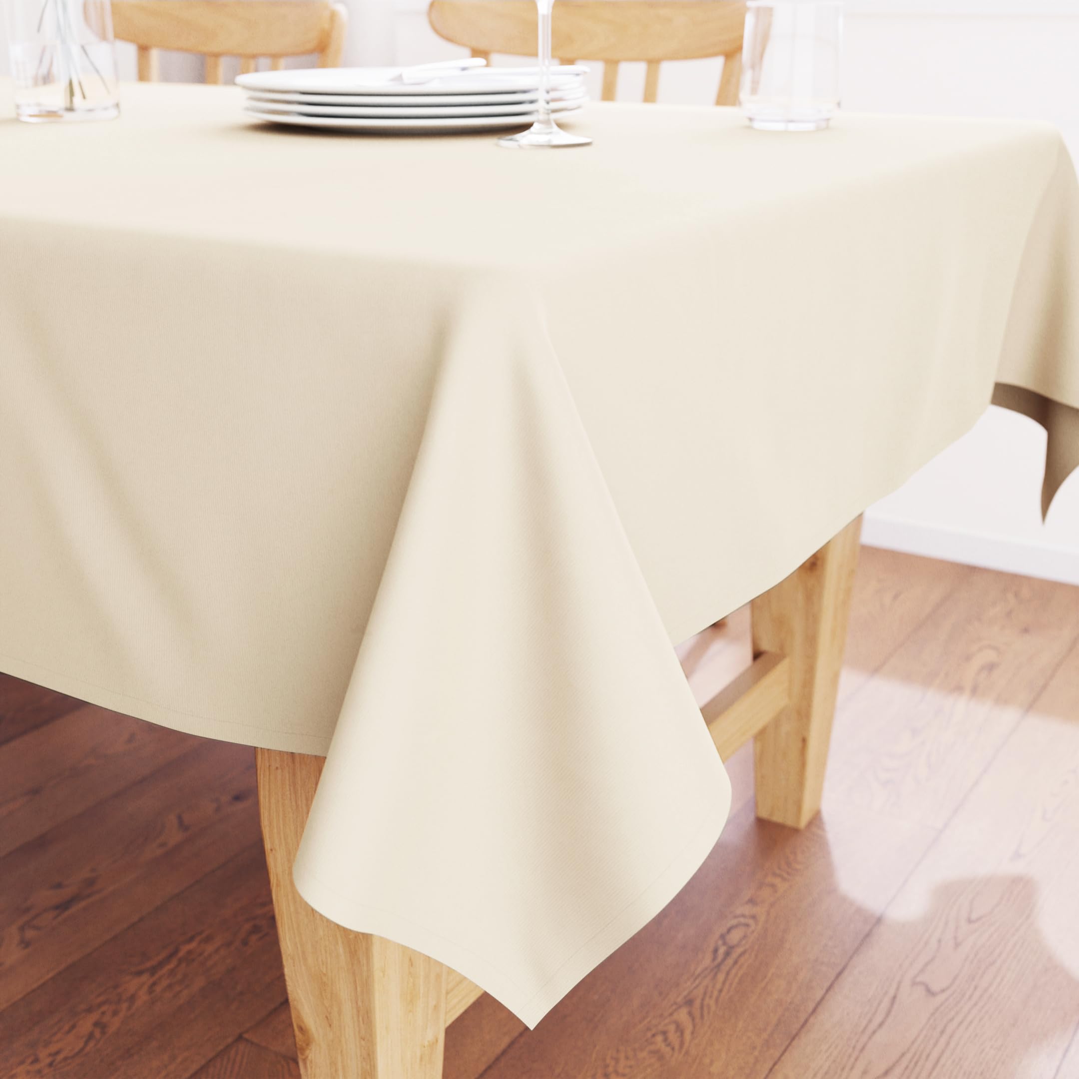 Encasa XO Dining Table Cover | 56x56 in Cotton Canvas Square Tablecloth | Machine Washable, Natural Table Cloth for Indoor & Outdoor Dining, Durable, Easy-Care | Suitable for Any Occasion