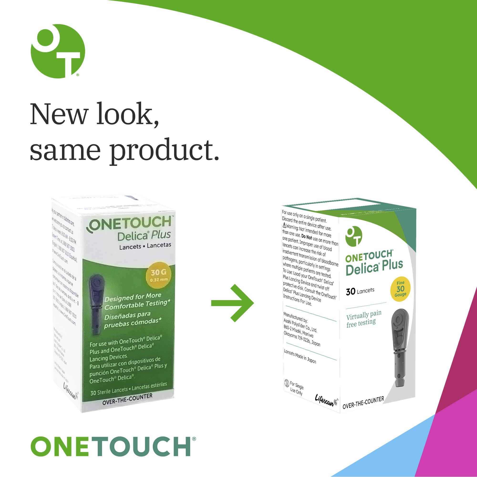 OneTouch Delica Plus Lancets for Diabetes Testing - Fine 30-Gauge Lancets for Blood Test - Diabetic Supplies for Blood Sugar Monitor - for Lancing Device, 180 Count