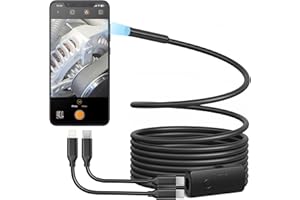 Anykit USB Endoscope Camera with 8 Adjustable LED Lights, Borescope with Semi-Rigid Snake Camera, IP67 Waterproof Inspection Cam Compatible with iPhone and Android Devices (9.8 ft)