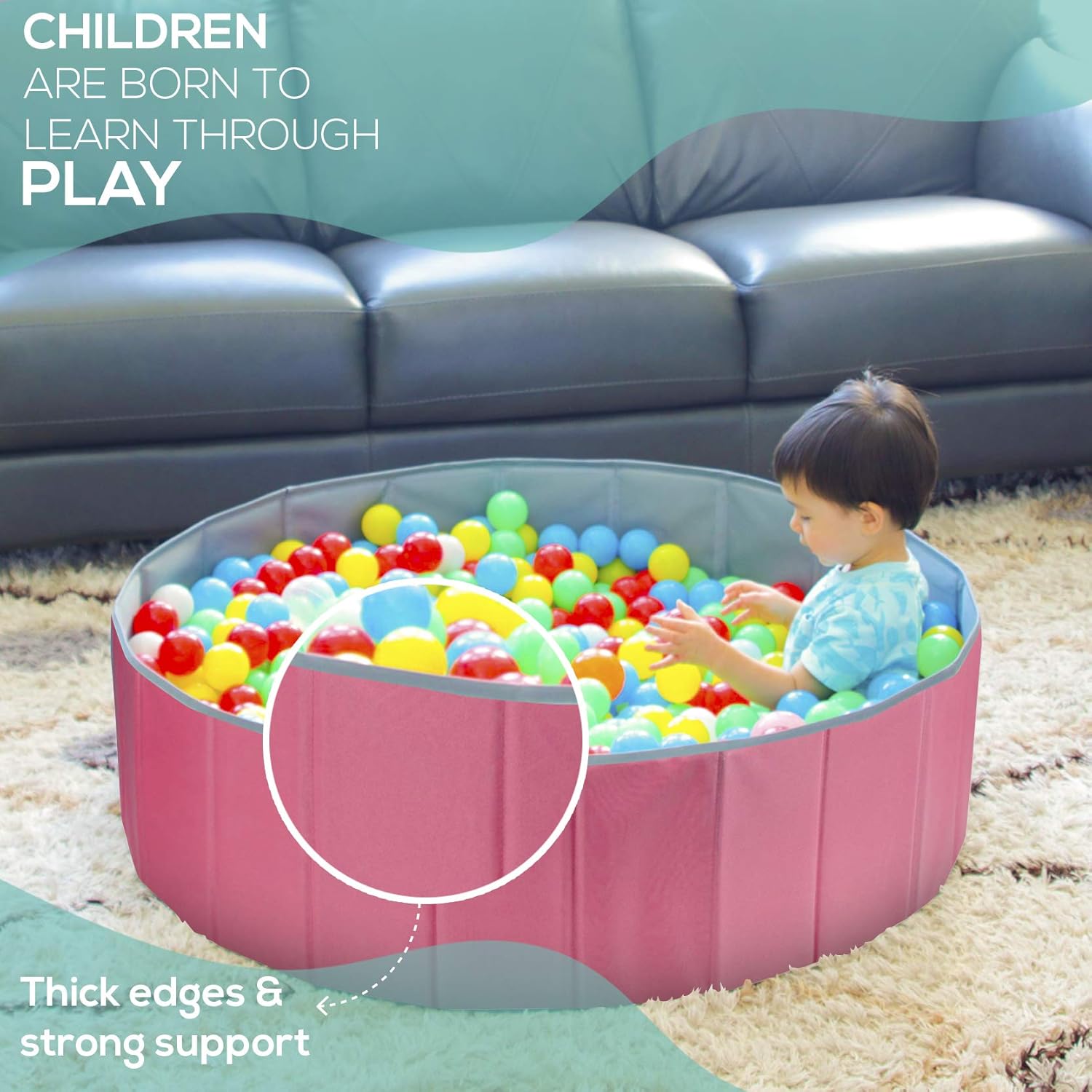 Foldable & Portable Large Fabric Ball pits for Kids and Babies Colored