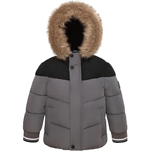 Rokka&Rolla Toddler Boys' Water-Resistant Sherpa Lined Winter Parka Coat | Recycled Polyester Padding Makes A Cozy Windproof
