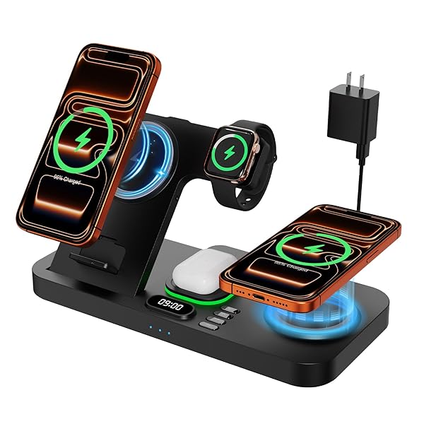 DUAL PHONE MAGNETIC WIRELESS CHARGING STATION FOR APPLE...