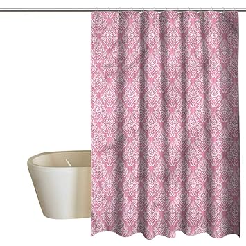 Amazon Com Denruny Shower Curtains Coral Pale Pink Damask Baroque
