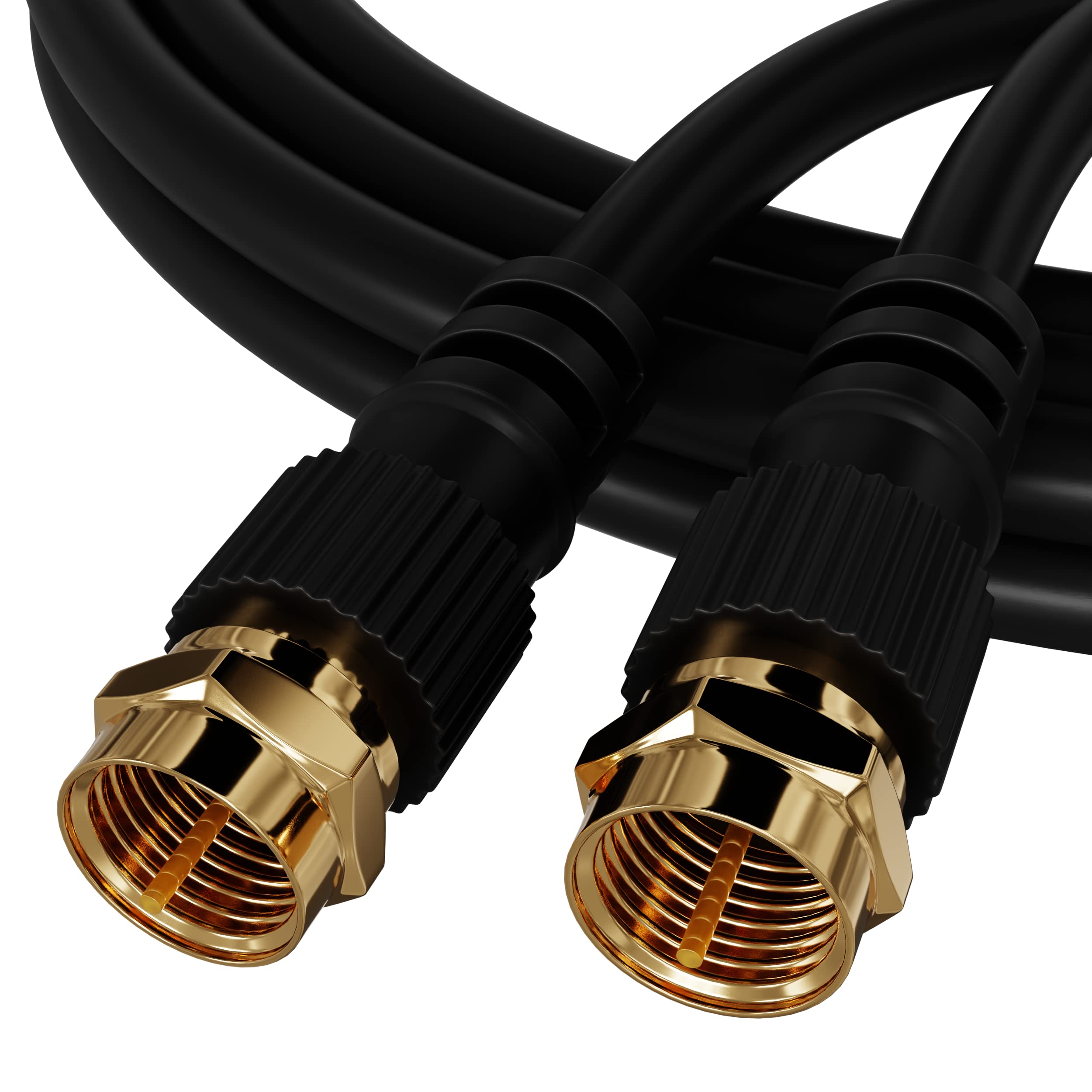 ConnectingU 5m Black Satellite Coaxial Cable (Virgin Media & Sky Compatible) - Male to Male Cable with F-Type Connectors - in Plastic Free Packaging