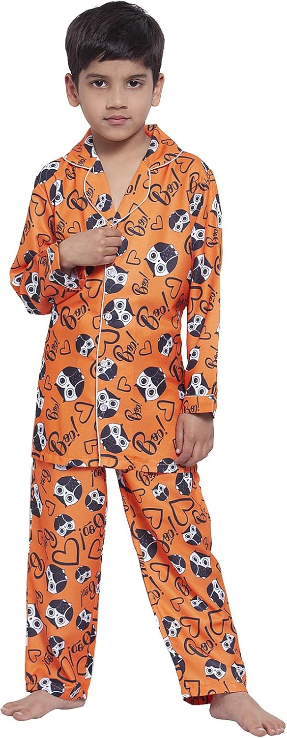 Buy MAXENCE® Branded Kids Night Suits & Luxurious Night Dress for Boys, Orange Color Age 414