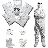 Zimchado Hazmat Suits 5 Pack of suits all included with their Shoe covers, 5 Face Masks, 5 Gloves, Face Shield